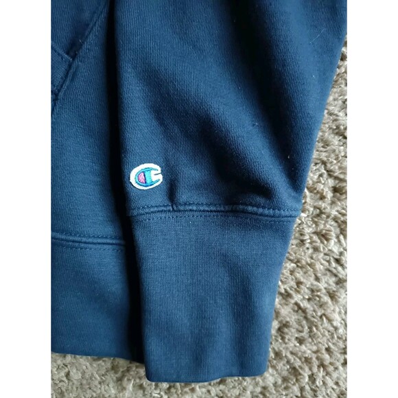 Champion Hoodie Men’s Medium Embroidered Reverse Weave Blue Long Sleeve - Picture 4 of 8